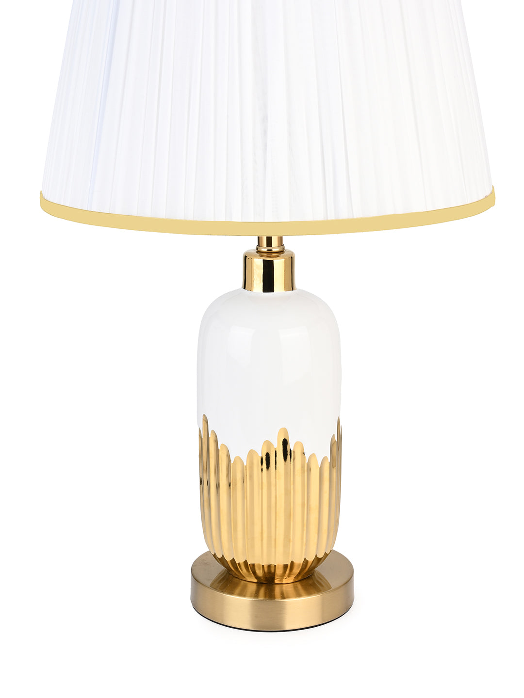 Pure white with a semi golden base classy table lamp / bedside lamp
