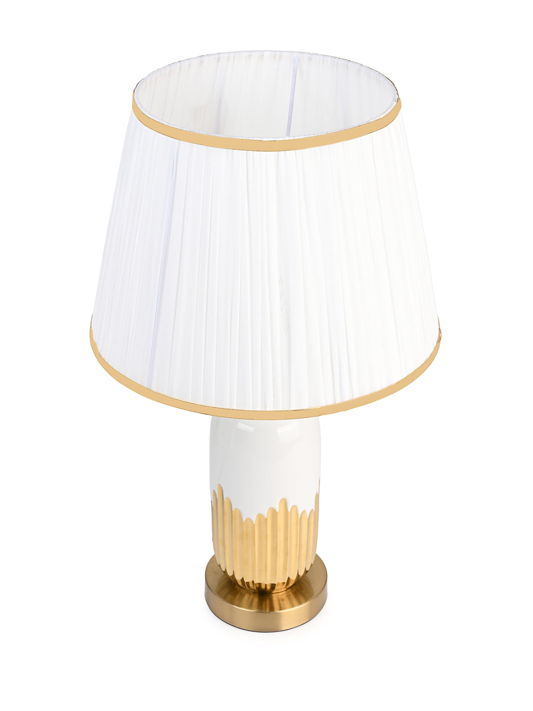 Pure white with a semi golden base classy table lamp / bedside lamp