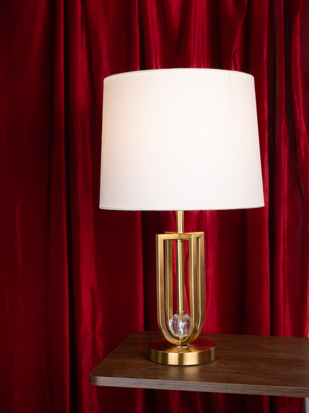 Simple and stylish white shade and gold metal base table lamp / bedside lamp