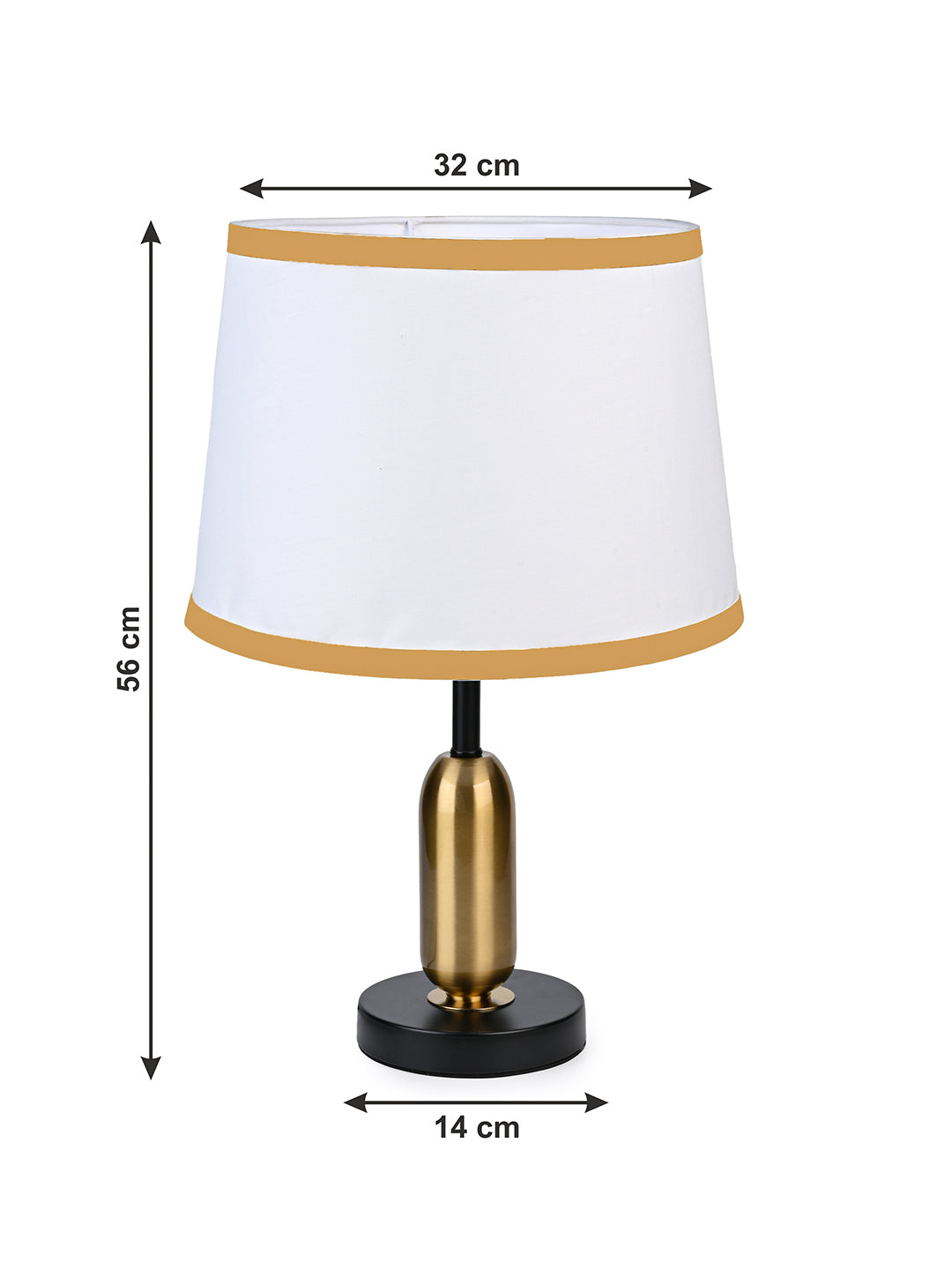 Compact design table lamp / bedside lamp with white shade and golden base