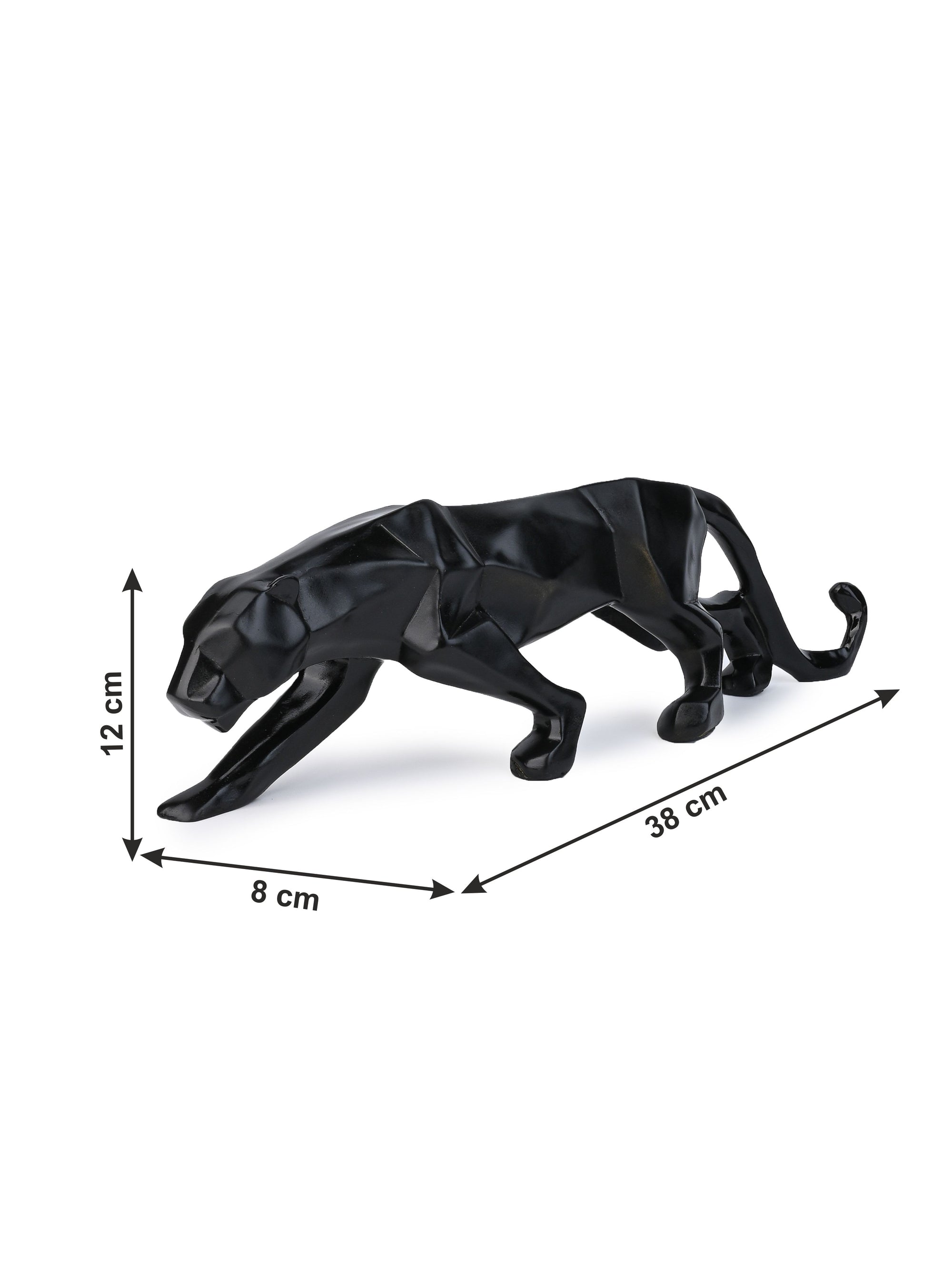 Geometric Design Black Panther Decorative Showpiece Crafted from Resin - 15 inches