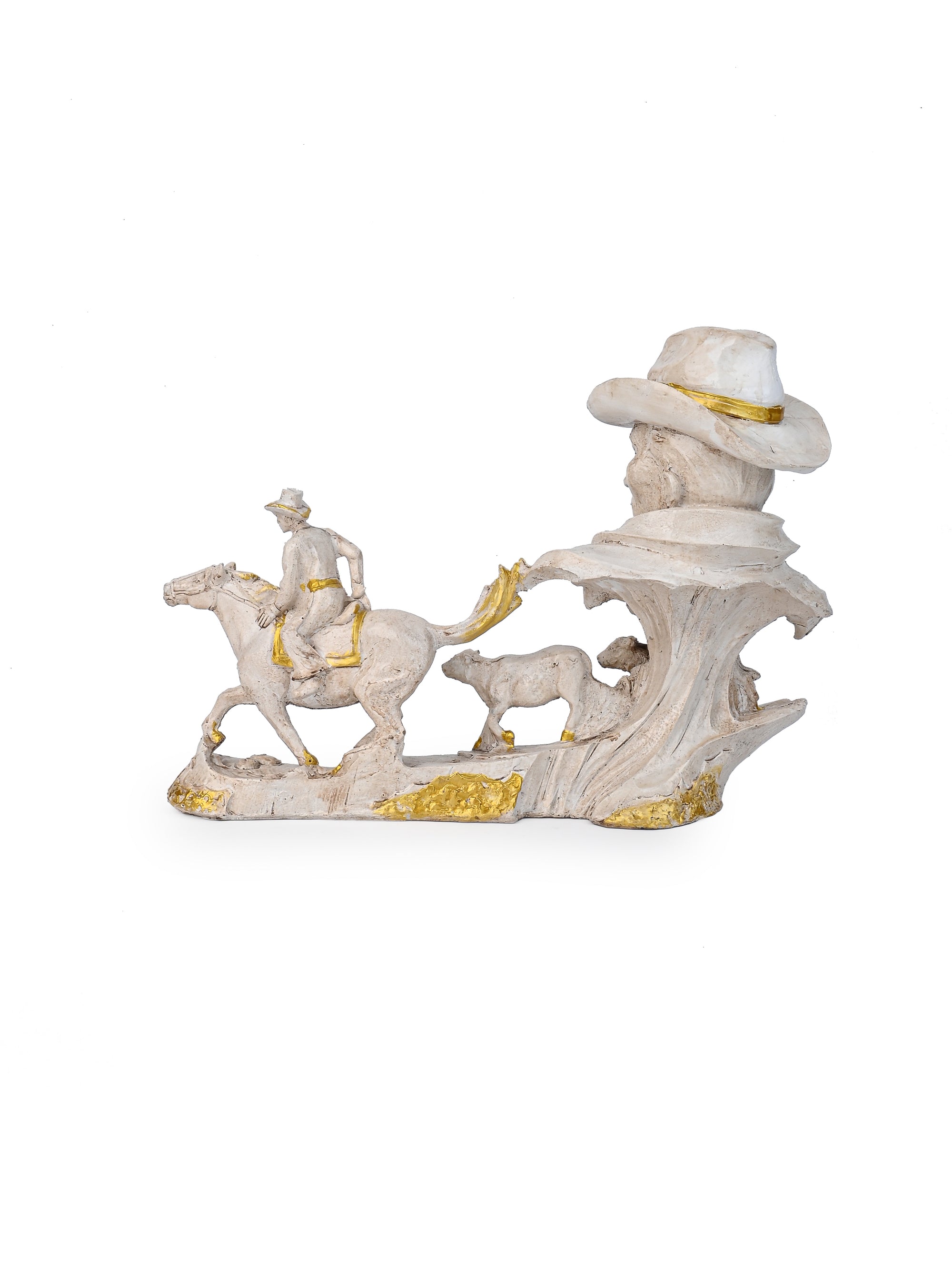 Unique Western Charm - Cowboy with Horse Resin Figurine Home Decor