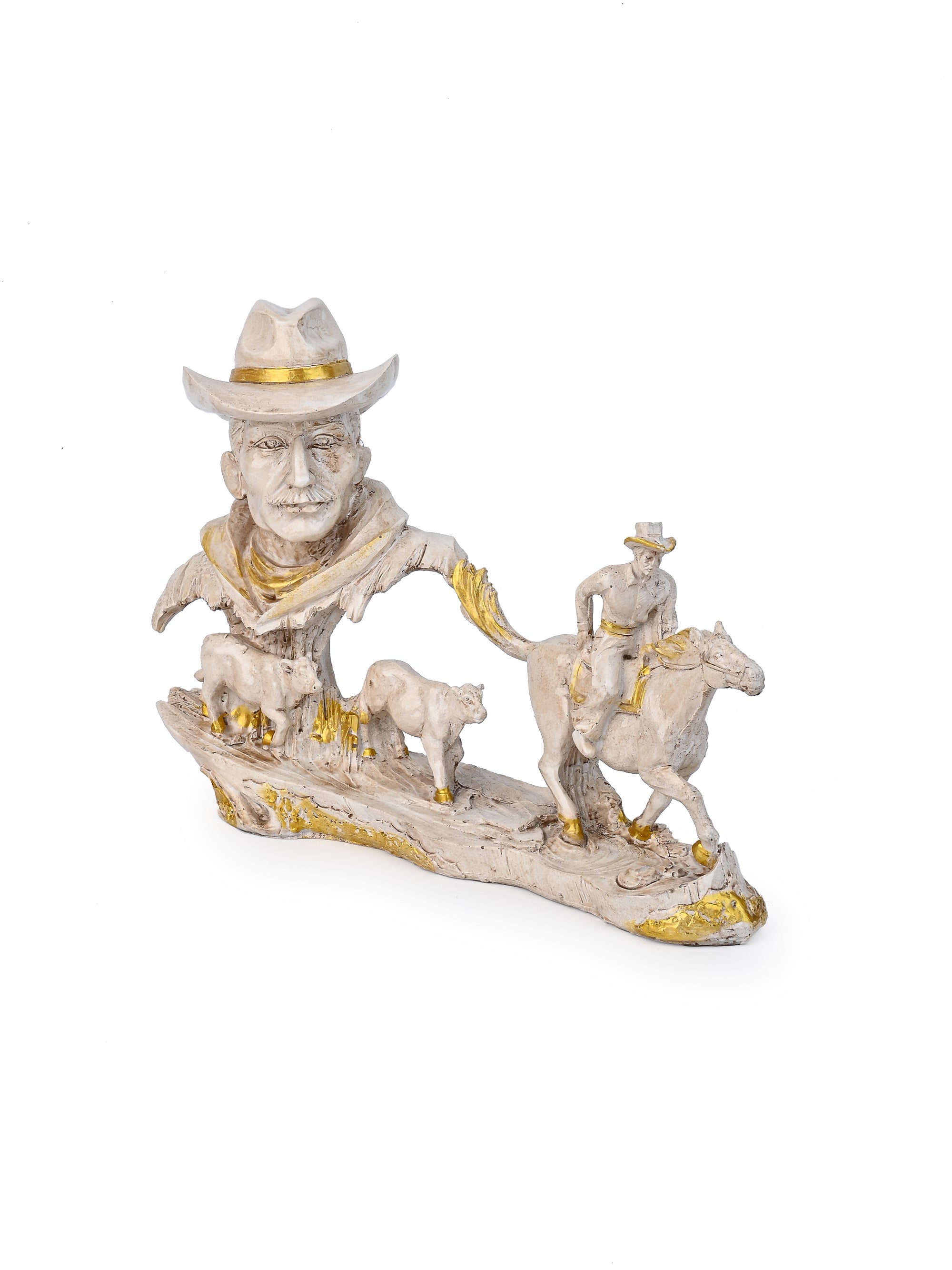 Unique Western Charm - Cowboy with Horse Resin Figurine Home Decor