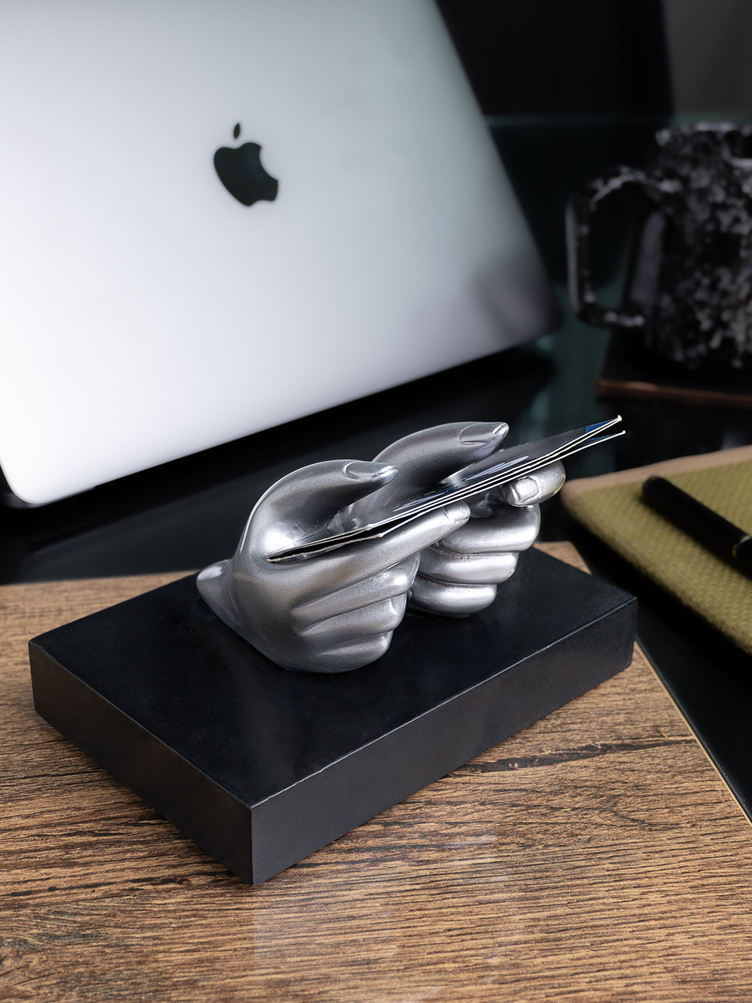 Stylish pair of hands presenting business card holder - Available in Gold, Silver and Black