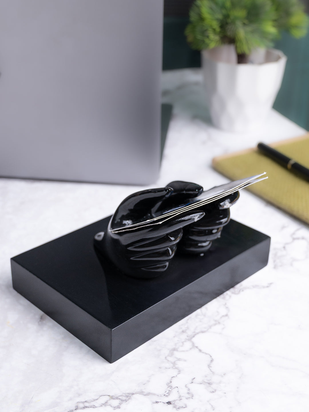 Stylish pair of hands presenting business card holder - Available in Gold, Silver and Black