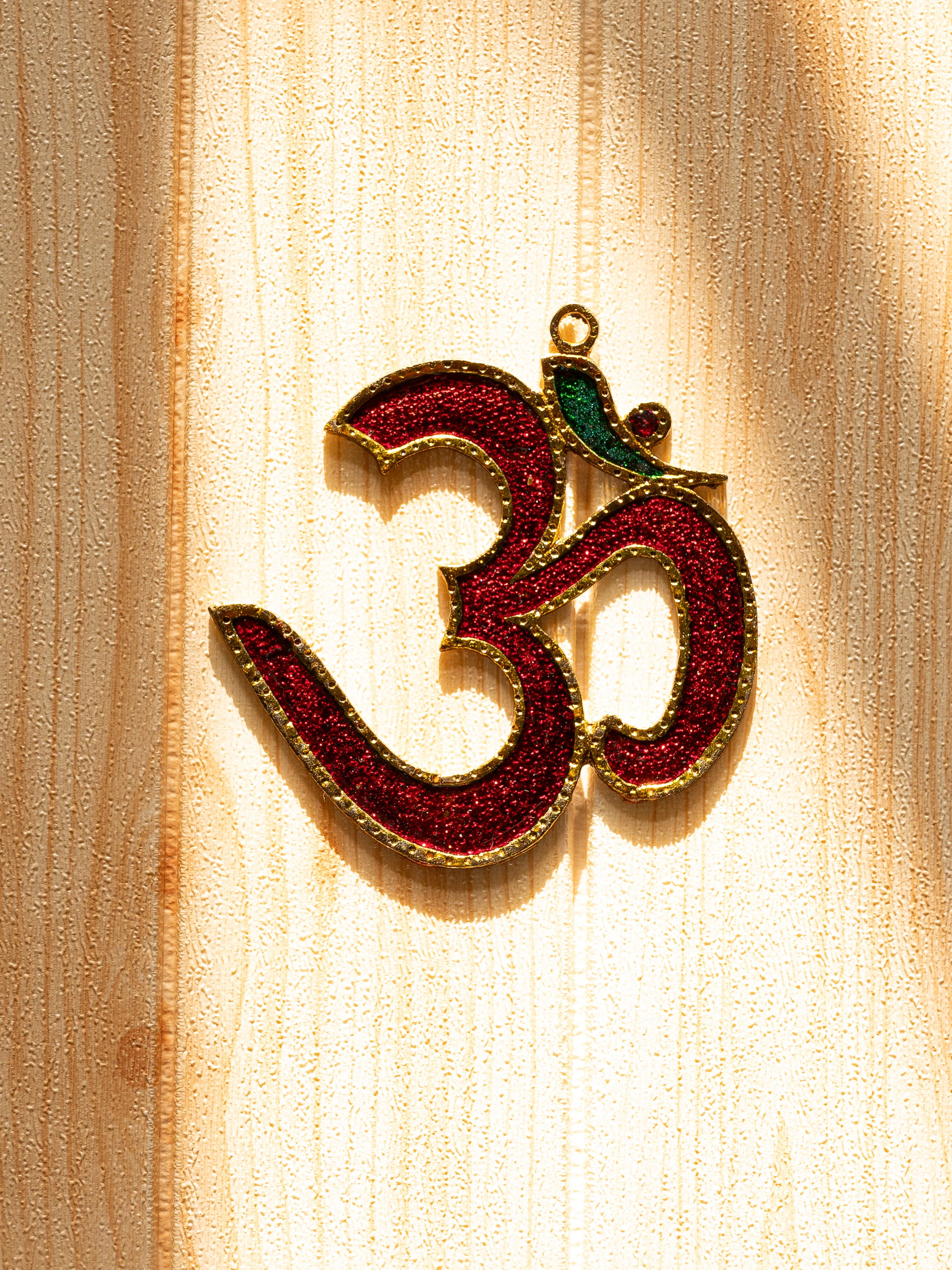 Metal Crafted "Om" in Red Color for Wall Decor