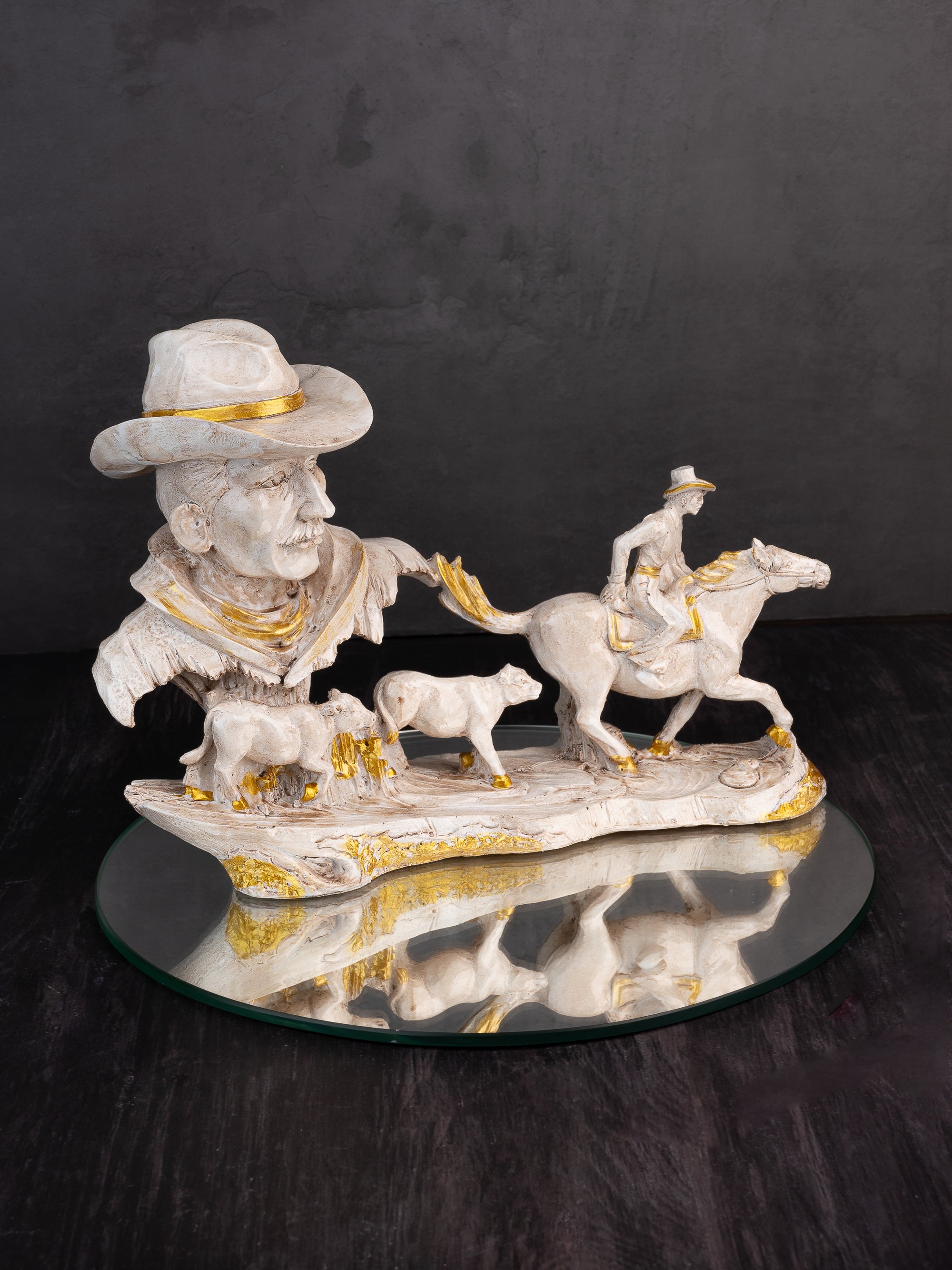 Unique Western Charm - Cowboy with Horse Resin Figurine Home Decor