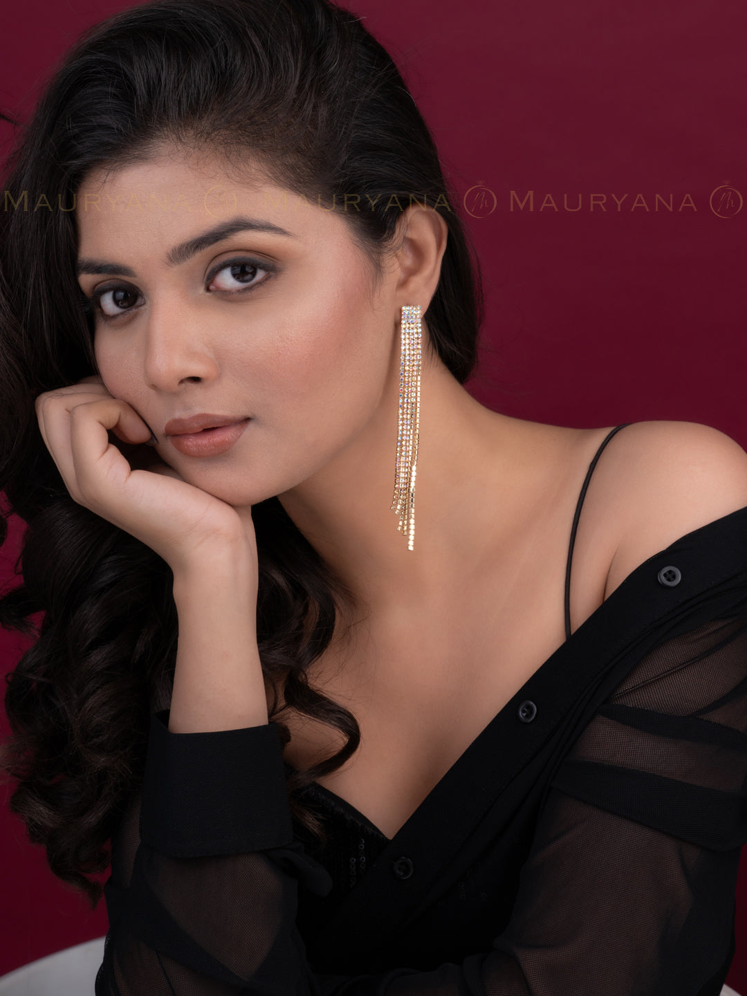 MAURYANA - Golden Tassel Glamorous Pair of Earrings - Partywear