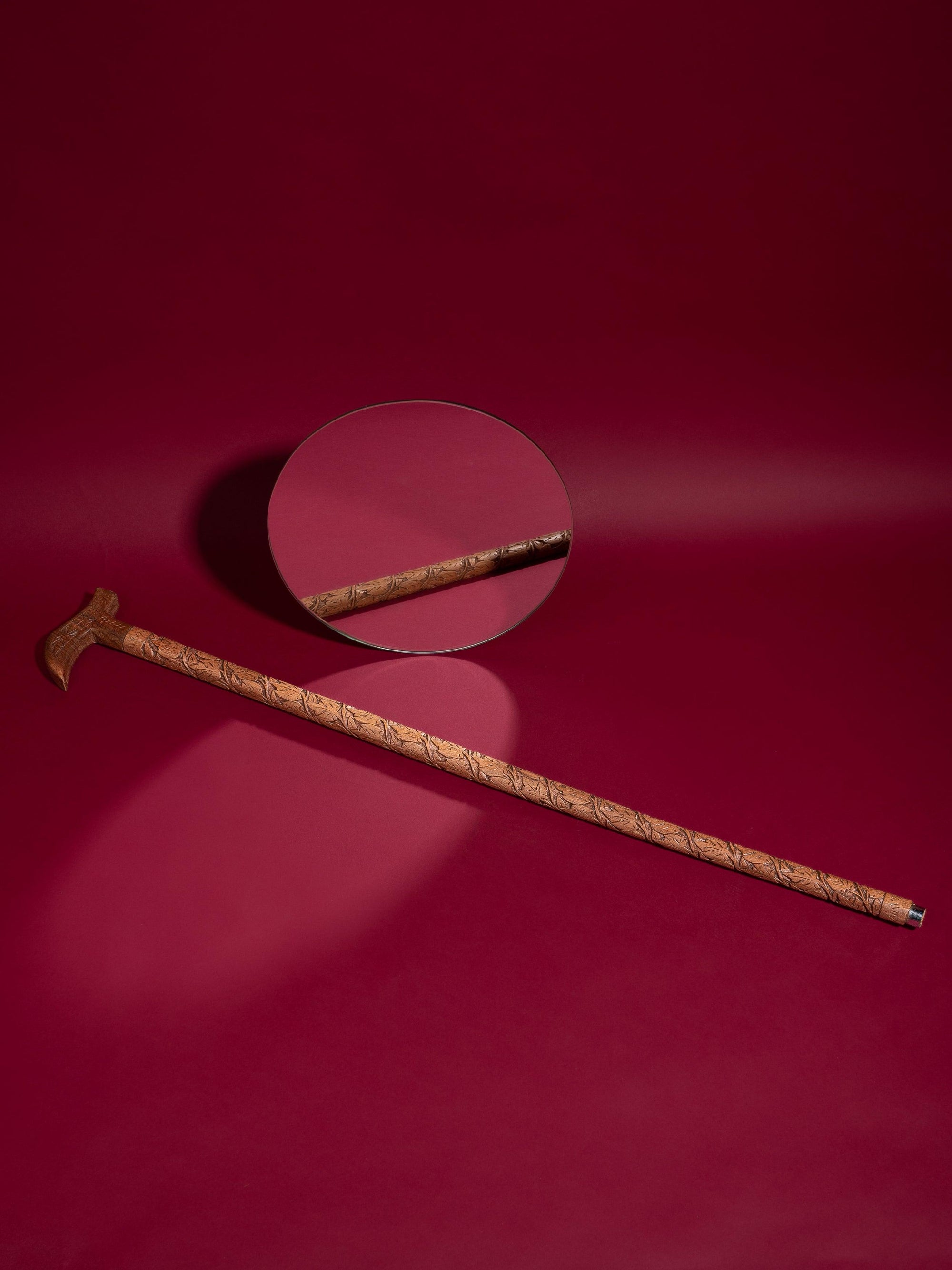 Walking Stick intricately carved out of Walnut wood - 36 inches long - The Heritage Artifacts
