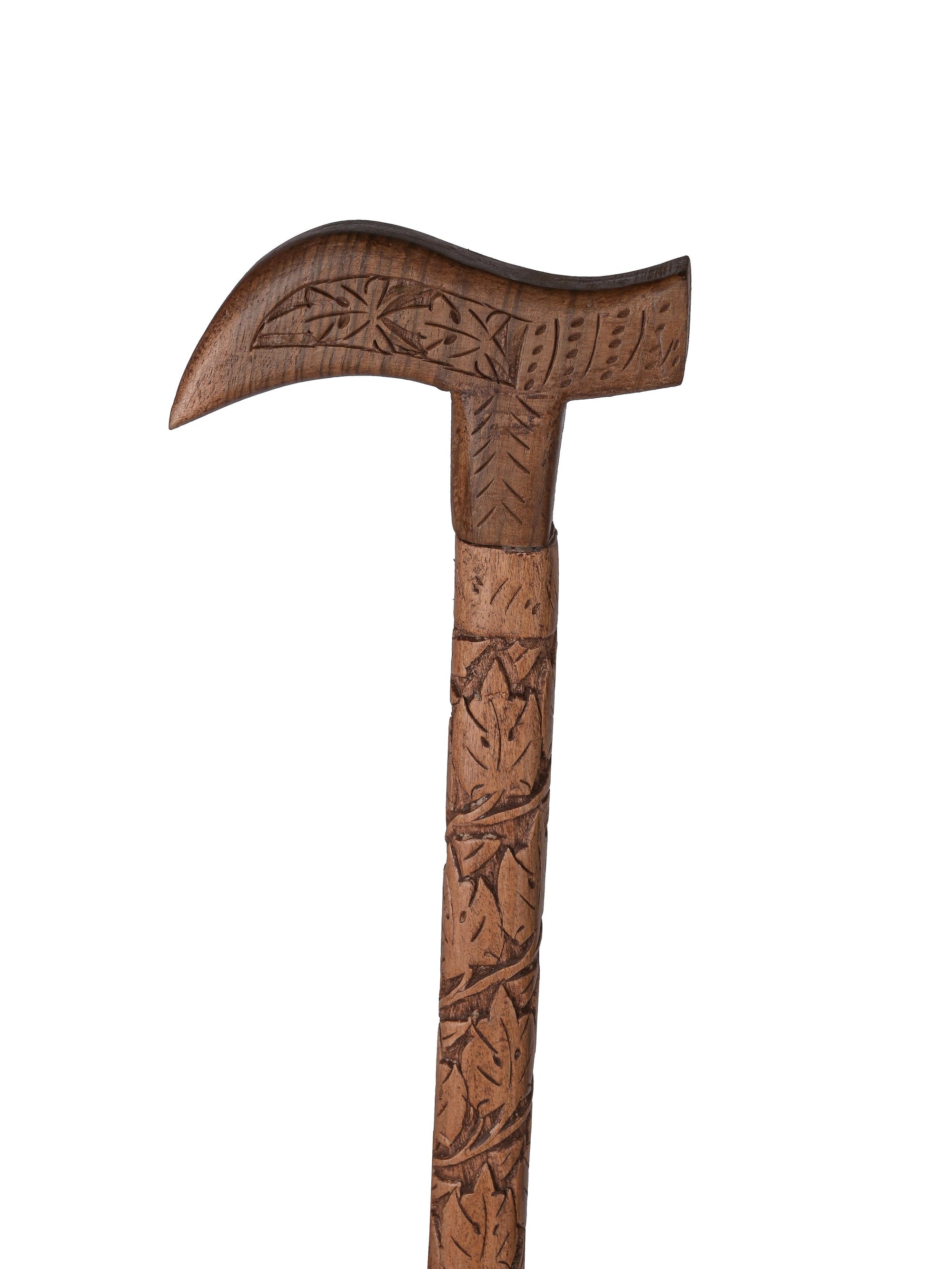 Walking Stick intricately carved out of Walnut wood - 36 inches long - The Heritage Artifacts
