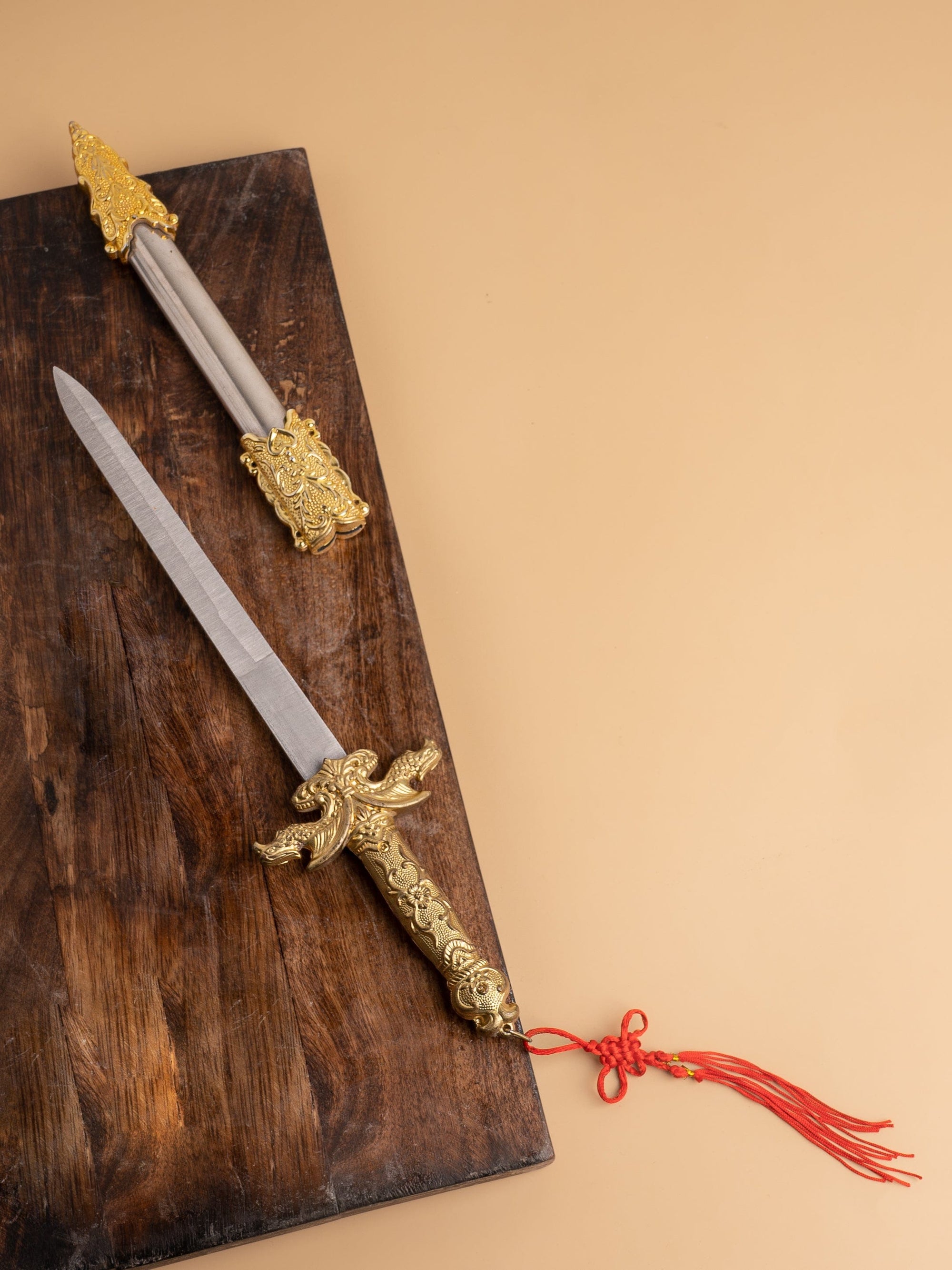 12" Chinese Design Straight Knife for Home Decoration - The Heritage Artifacts