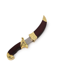 12" Knife / Dagger in a Brown Case with Golden Decoration - The Heritage Artifacts