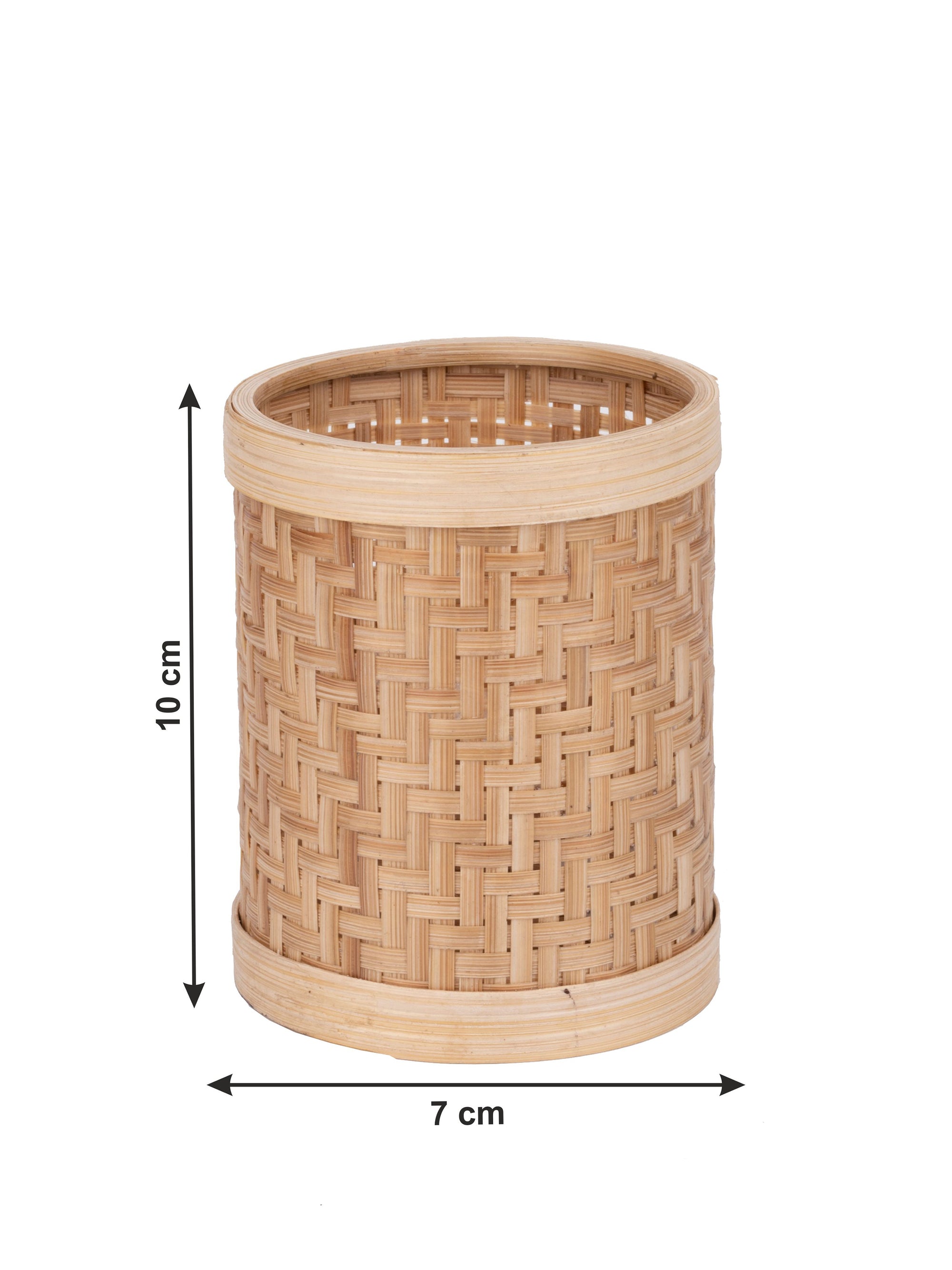 Shantiniketan Art - Bamboo Weave Pen / Pencil Stand for Home Office - The Heritage Artifacts