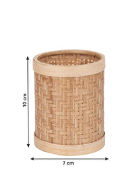 Shantiniketan Art - Bamboo Weave Pen / Pencil Stand for Home Office - The Heritage Artifacts