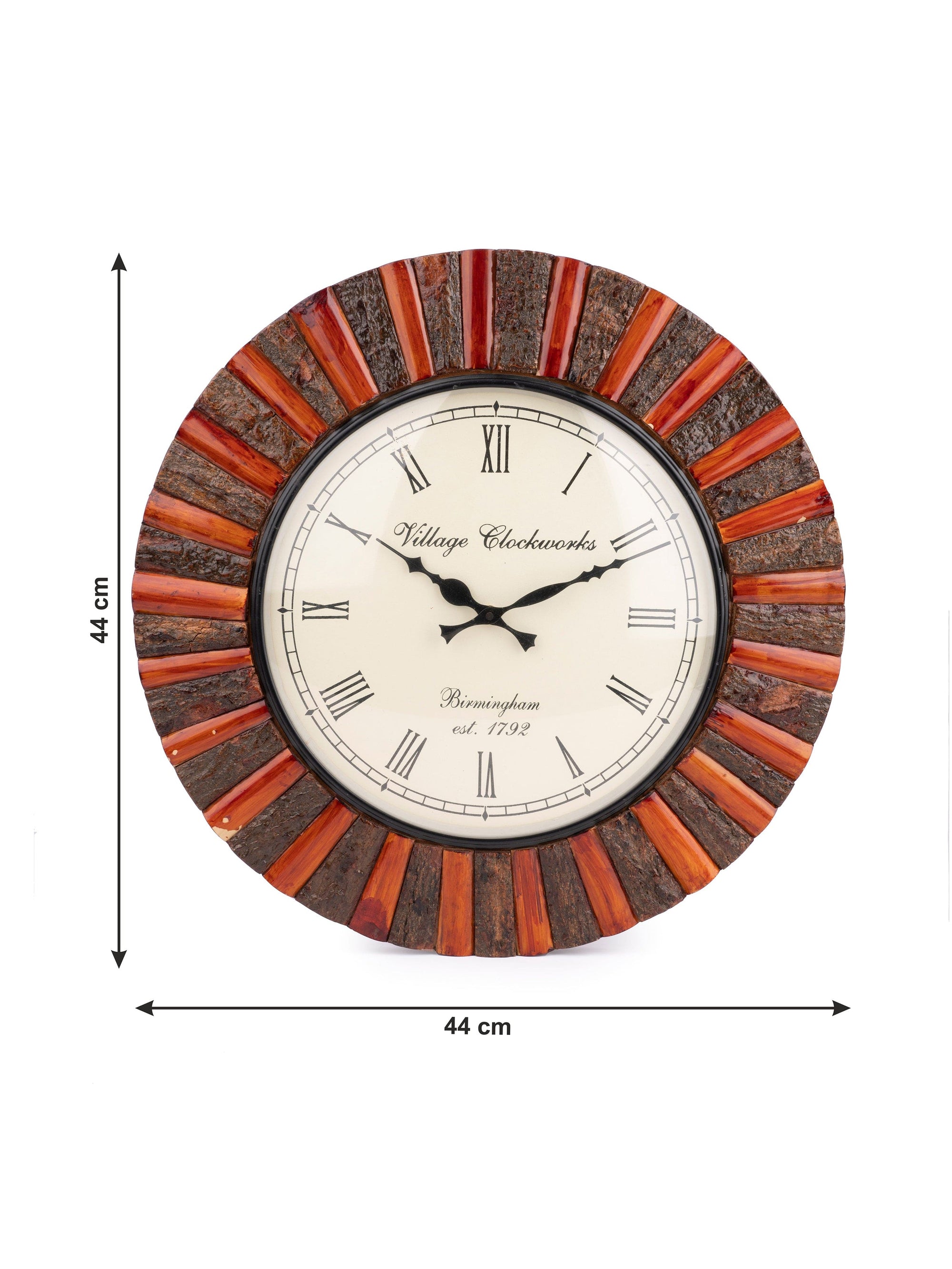 Traditional Red and Black Analogue Wall clock from Jodhpur - 17 inches dia - The Heritage Artifacts