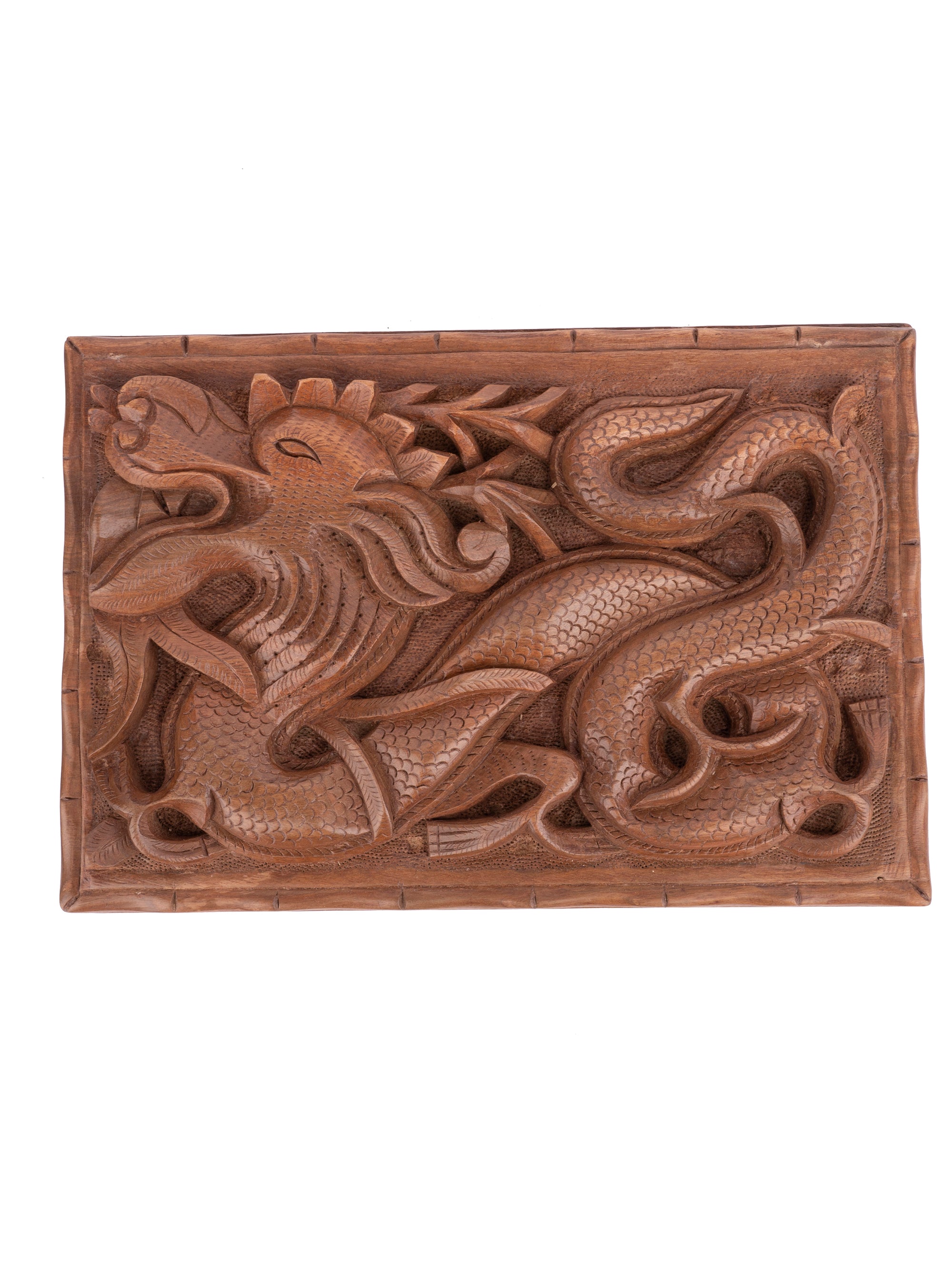 Walnut wood carved Dragon design Storage box, Big size - 8x12 inches - The Heritage Artifacts