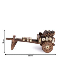 Wooden Bullock Cart Shaped Decorative & Functional Coaster Set – 6 Coasters +1 Holder - The Heritage Artifacts