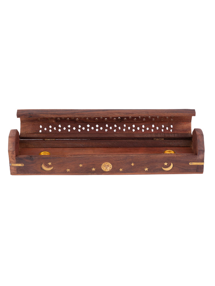 Shisham Wood and Brass Dhoop / Agarbatti / Incense Stick Box - The Heritage Artifacts