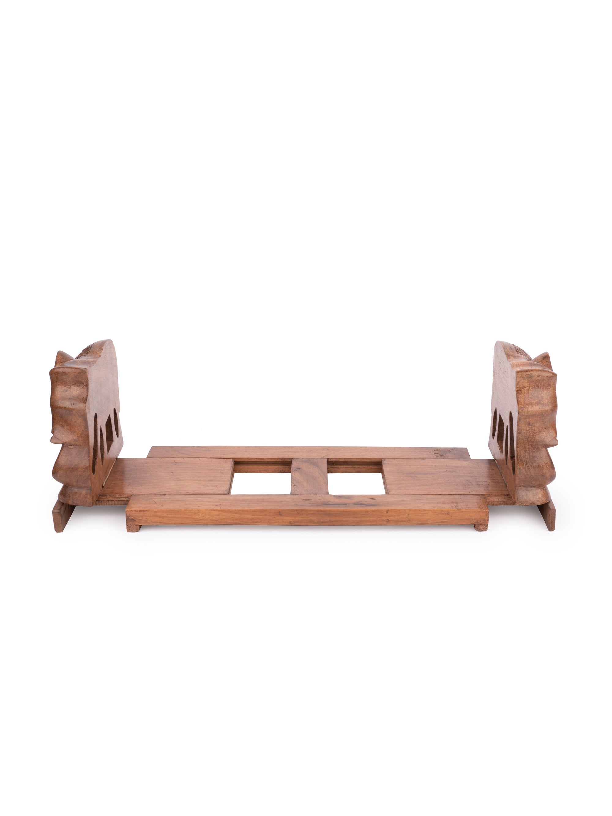 Walnut wood carved Elephant design Extendable Book Holder - The Heritage Artifacts