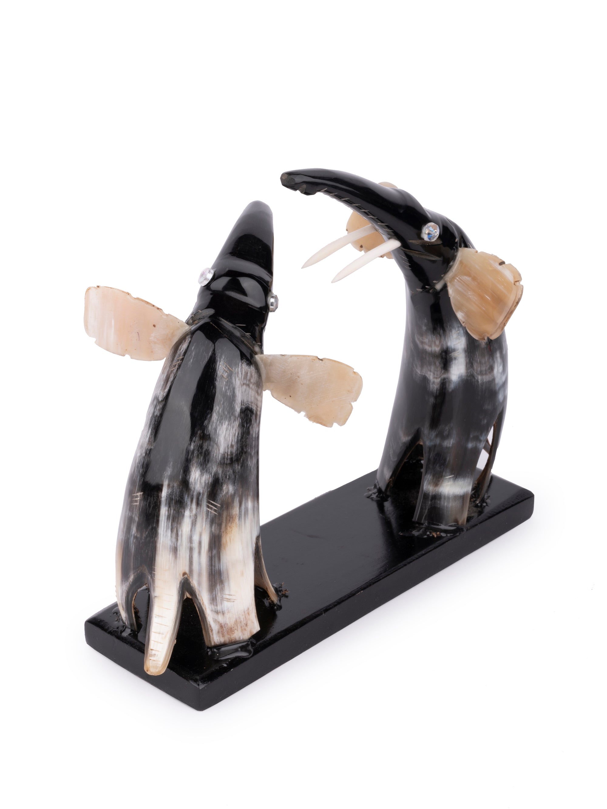 Natural Buffalo Horn Pair of Elephant Decorative Showpiece - 10 inches - The Heritage Artifacts