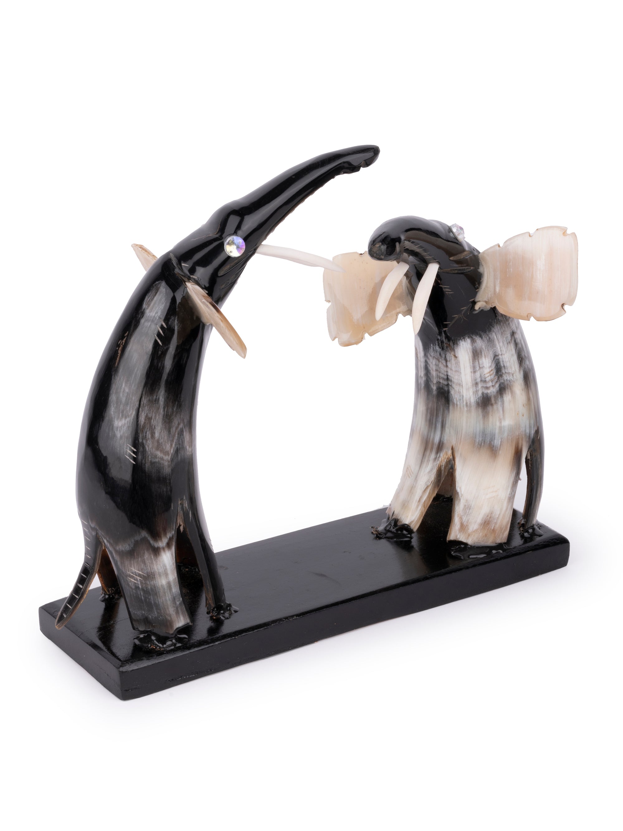 Natural Buffalo Horn Pair of Elephant Decorative Showpiece - 10 inches - The Heritage Artifacts