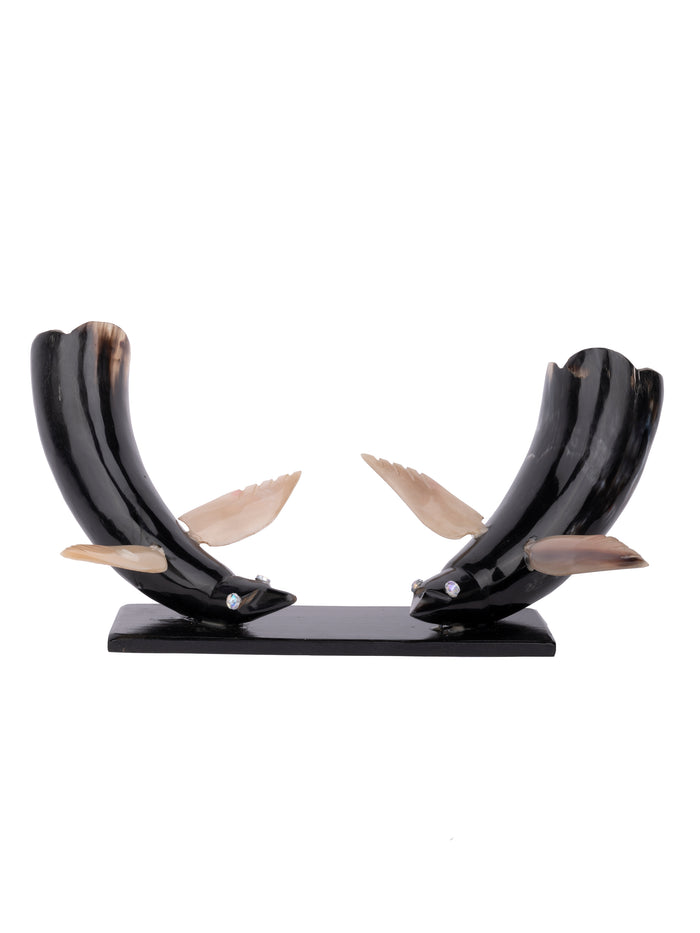 Natural Buffalo Horn Pair of Birds Feeding Decorative Showpiece - The Heritage Artifacts
