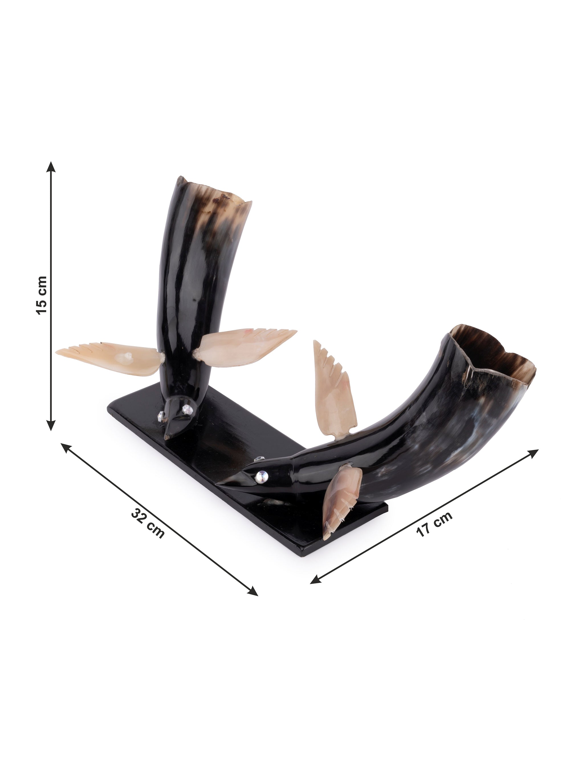Natural Buffalo Horn Pair of Birds Feeding Decorative Showpiece - The Heritage Artifacts