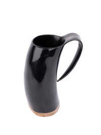 Natural Buffalo Horn Stylish Beer Mug with curved handle - 300 ml - The Heritage Artifacts