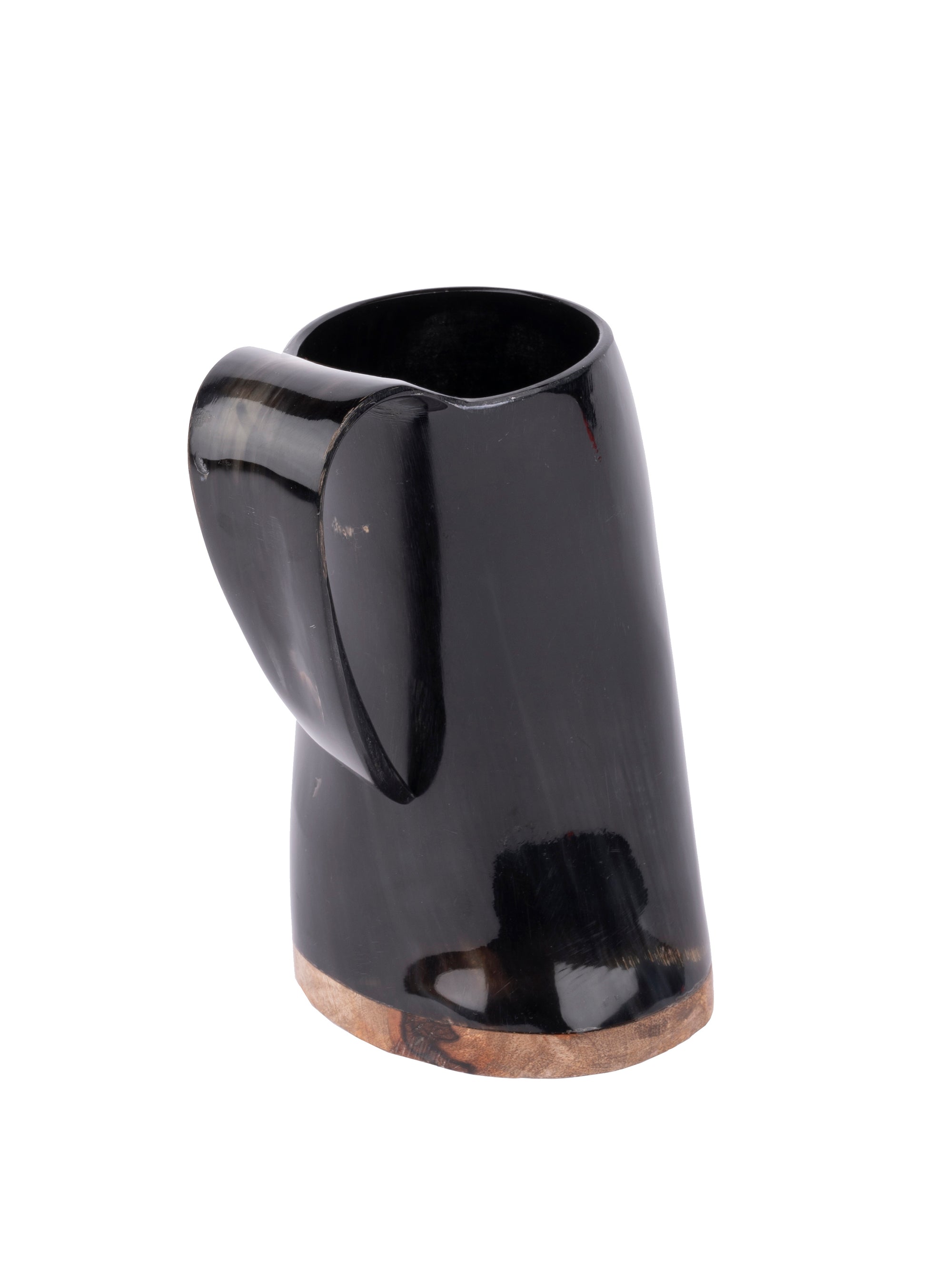 Natural Buffalo Horn Stylish Beer Mug with curved handle - 300 ml - The Heritage Artifacts