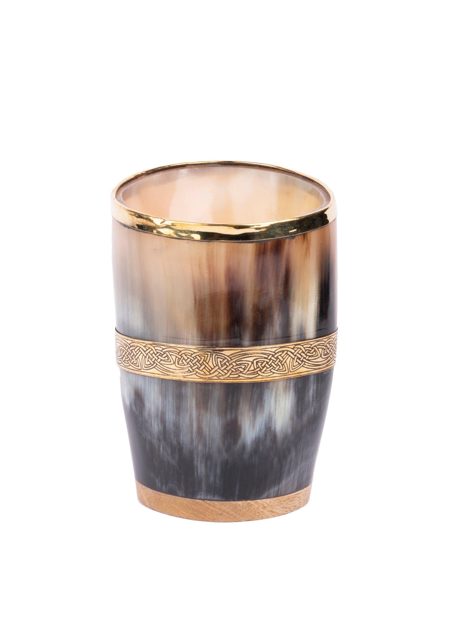 Natural Buffalo Horn Small Tumbler / Glass with Golden edge - 200 ml - The Heritage Artifacts
