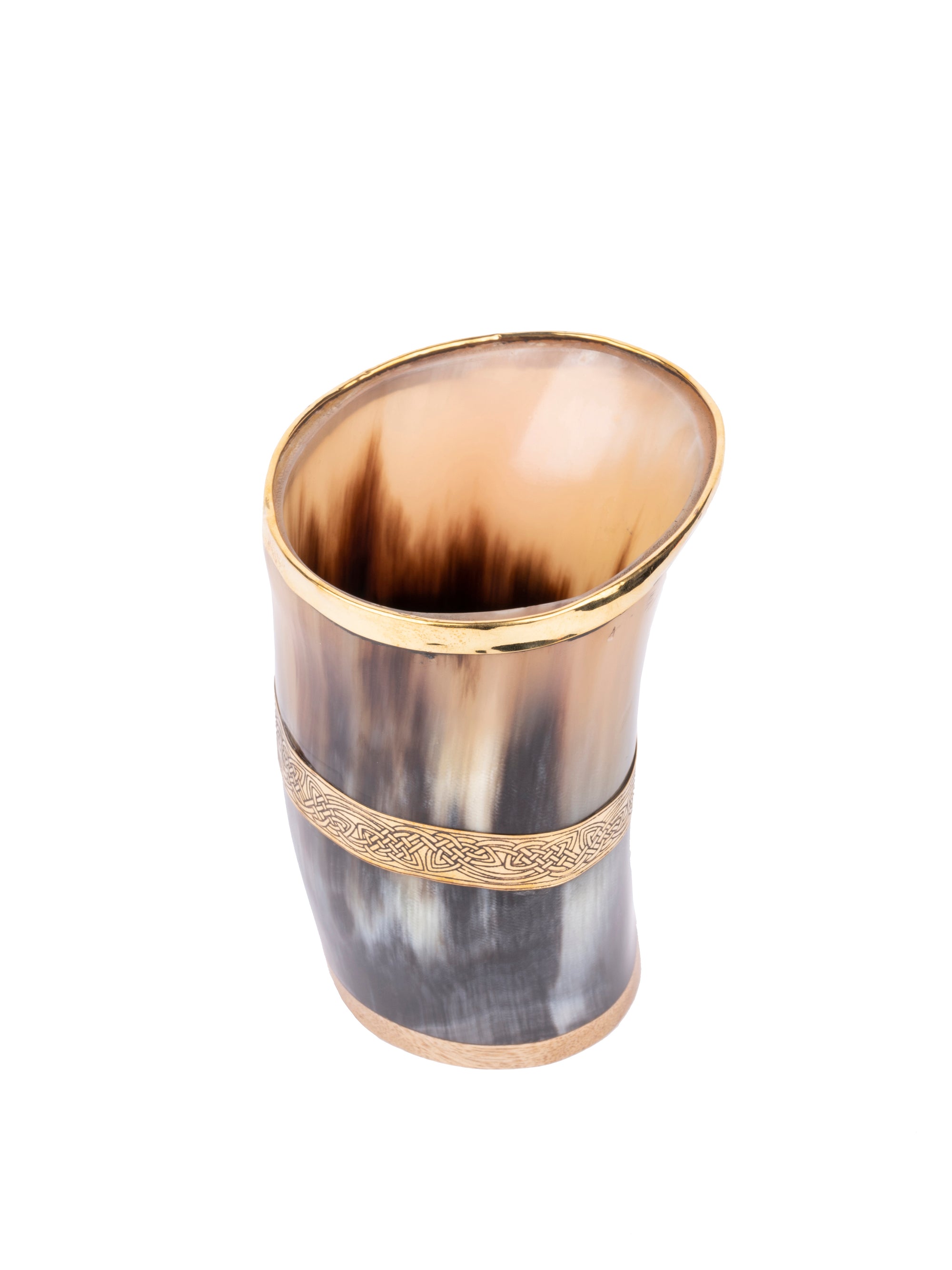 Natural Buffalo Horn Small Tumbler / Glass with Golden edge - 200 ml - The Heritage Artifacts