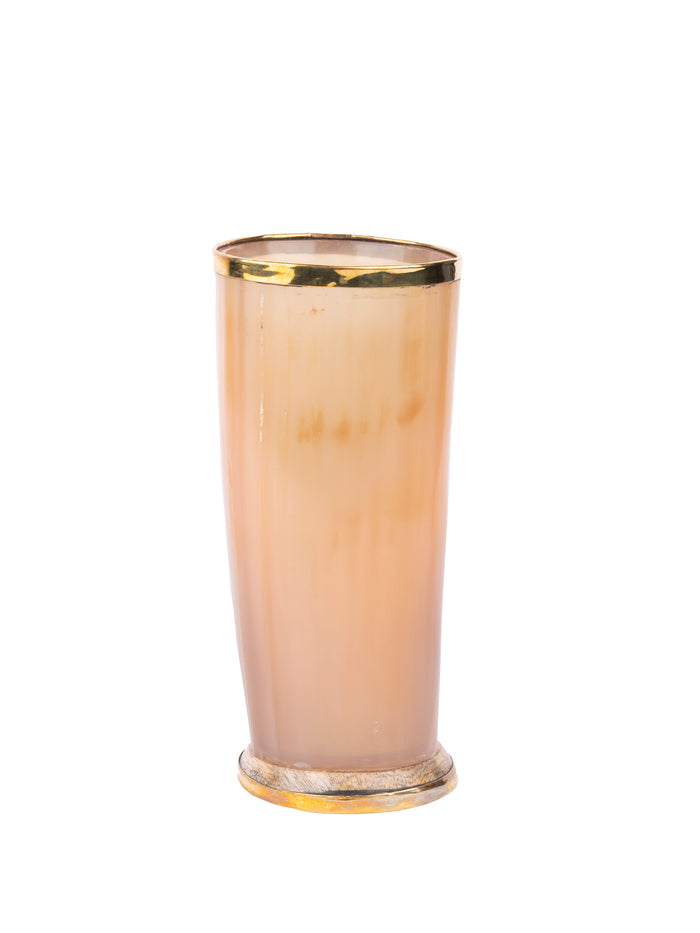 Natural Buffalo Horn Long Tumbler / Glass with Golden edge - 300 ml - The Heritage Artifacts