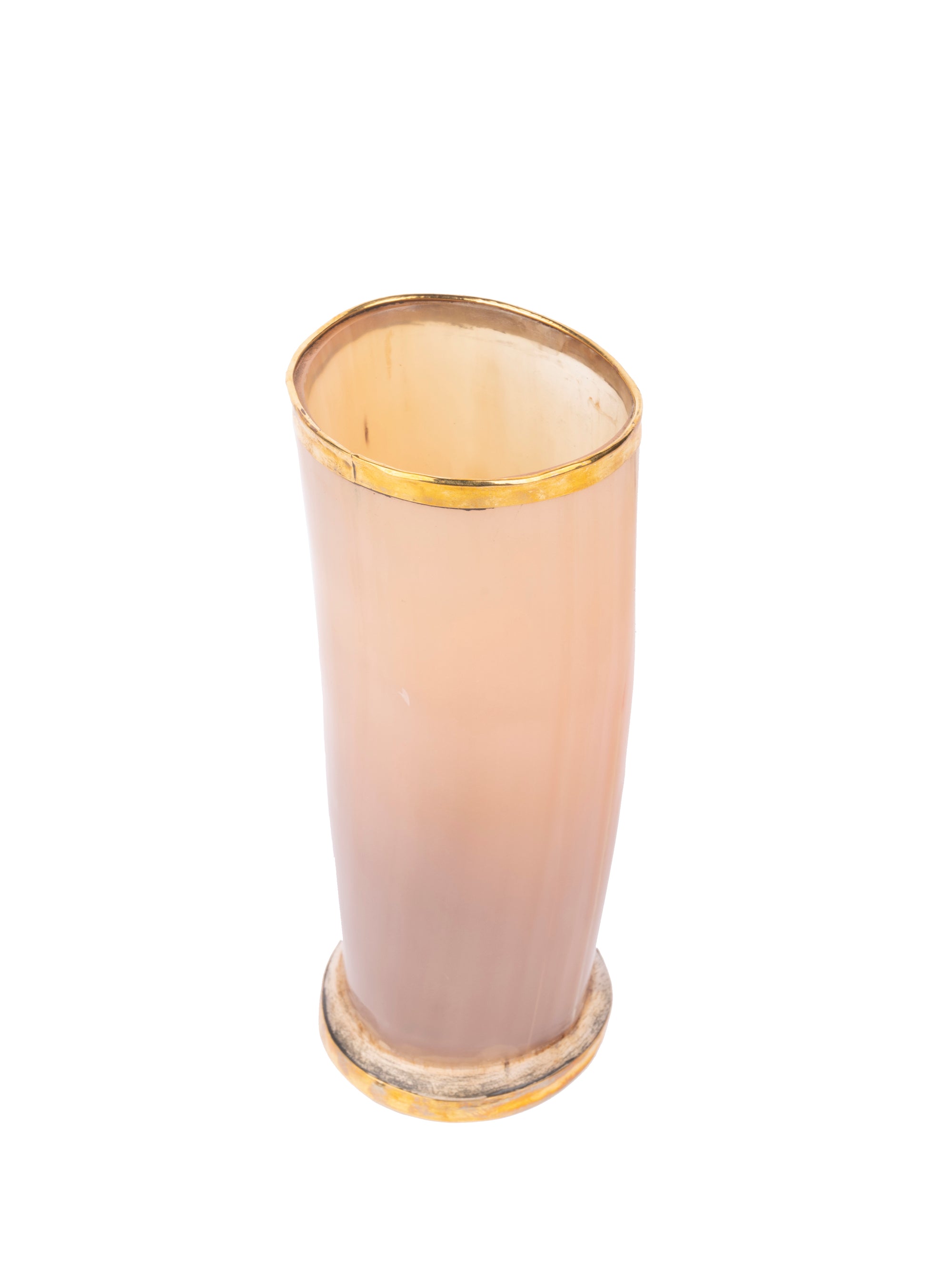 Natural Buffalo Horn Long Tumbler / Glass with Golden edge - 300 ml - The Heritage Artifacts