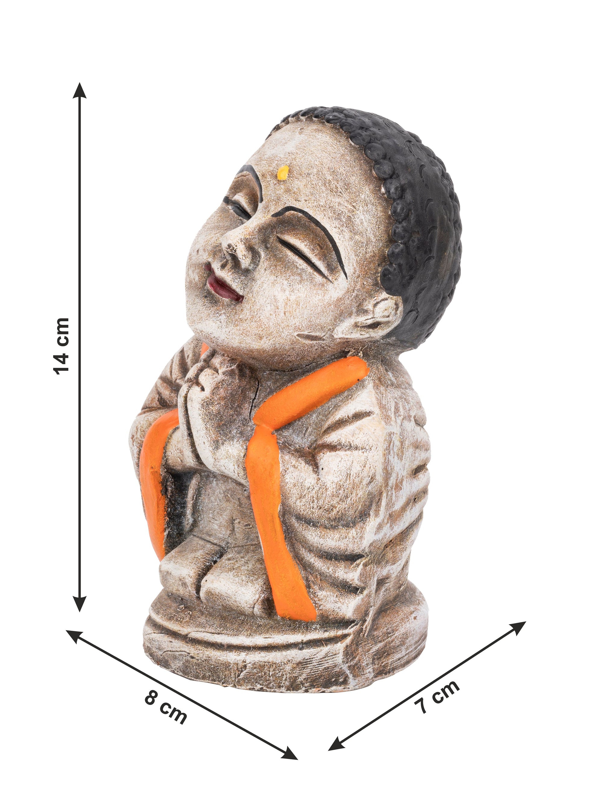 Terracotta Colorful Namaste Buddha Monk, 6 inches height - The Heritage Artifacts