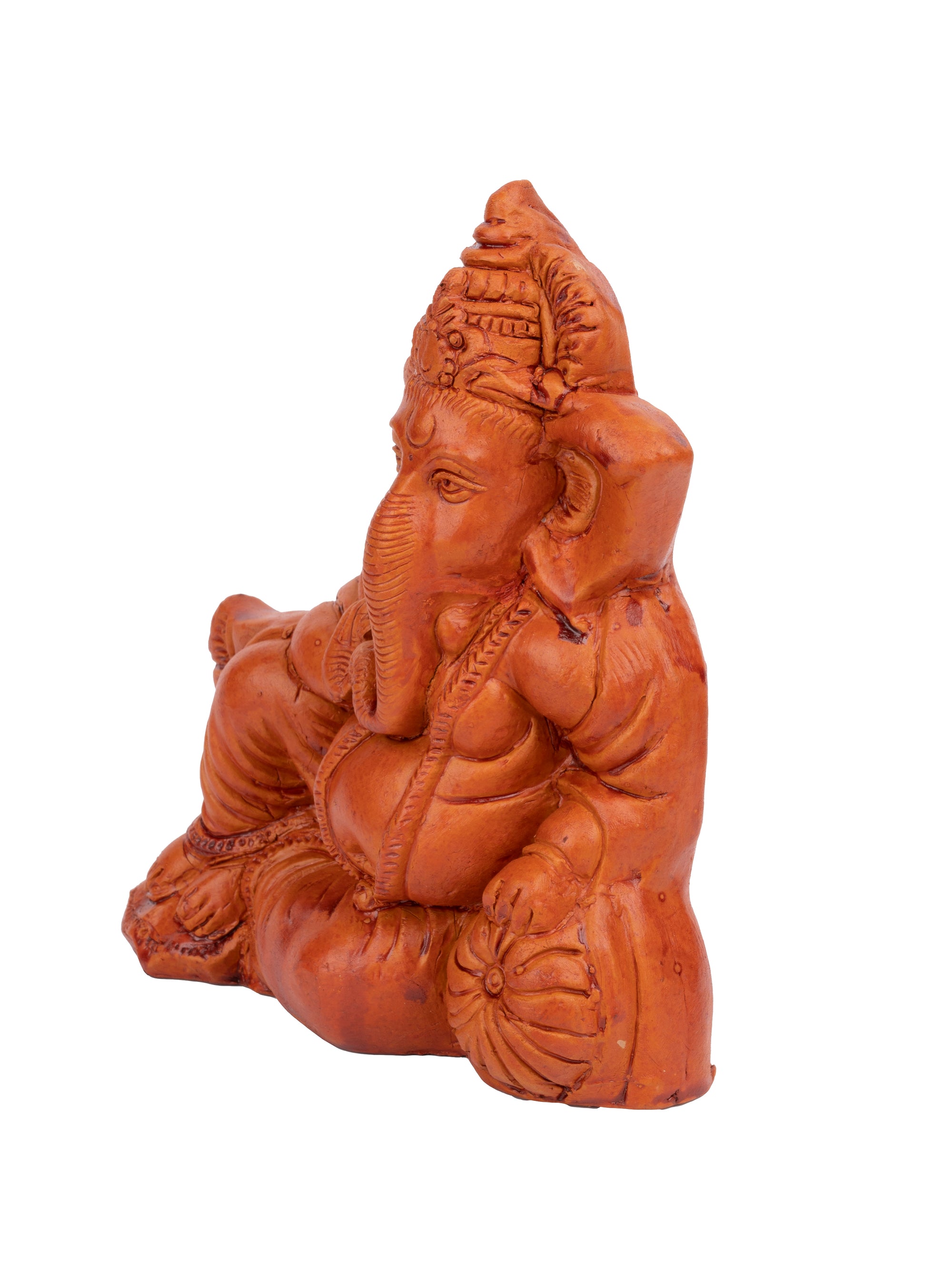 Terracotta Lord Ganesh in Relaxing posture - 7 inches height - The Heritage Artifacts