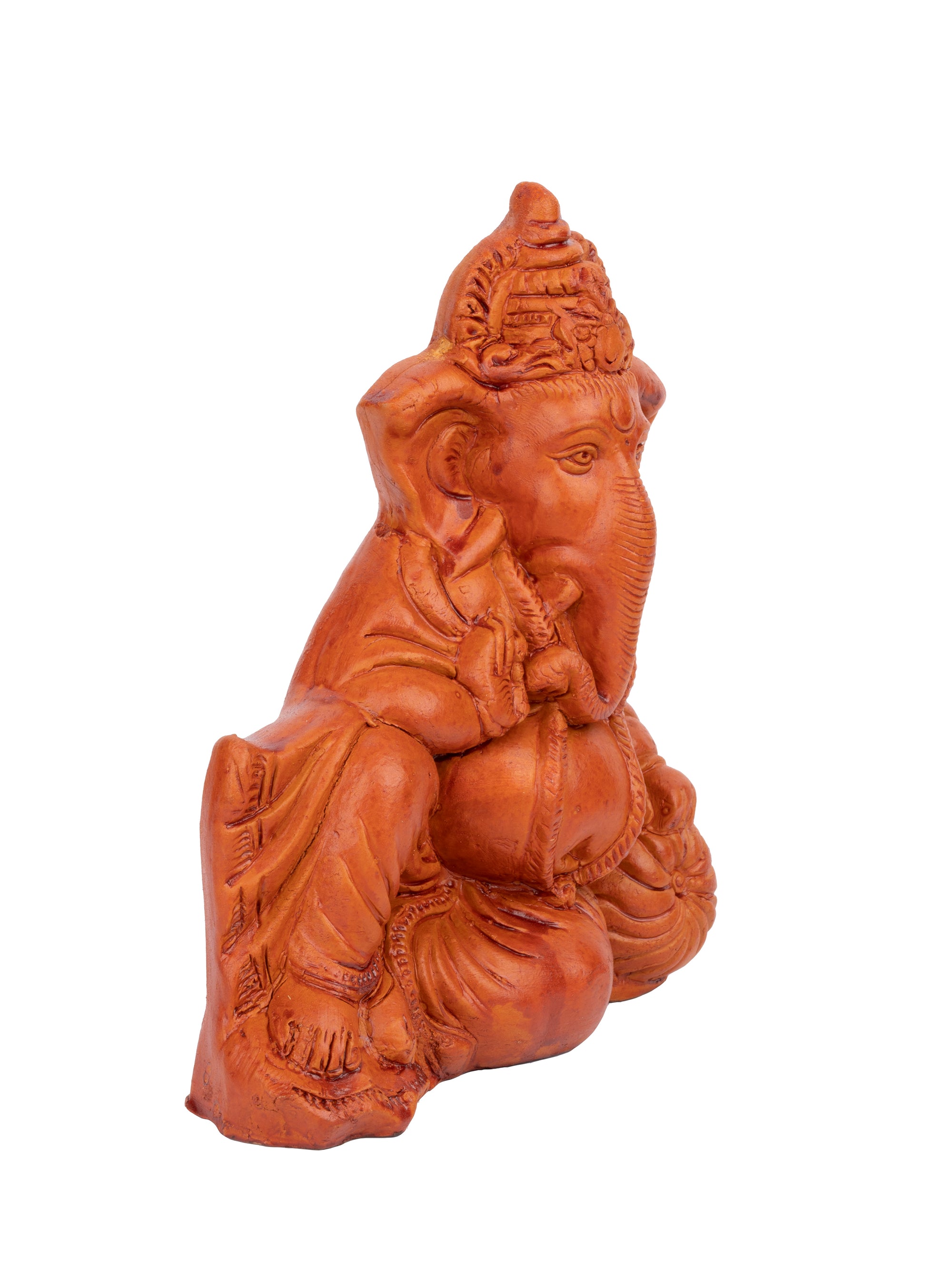 Terracotta Lord Ganesh in Relaxing posture - 7 inches height - The Heritage Artifacts