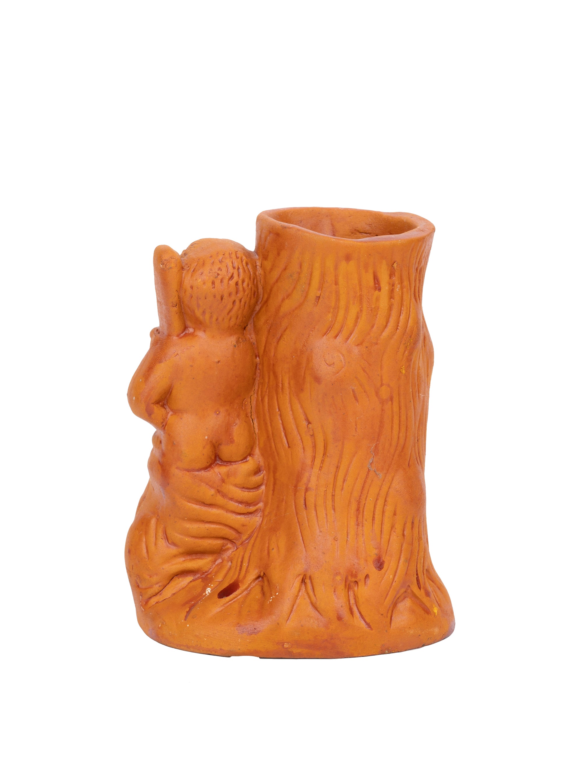 Terracotta Pen Stand in Wooden Tree shape - 5 inches height - The Heritage Artifacts