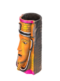 Terracotta Made Cleopetra design Colorful Flower Vase - 10 inches - The Heritage Artifacts