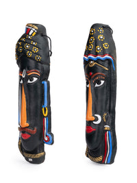 Terracotta Crafted Tribal Couple Face Mask, Decorative Wall hanging - The Heritage Artifacts