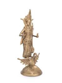 Handcrafted Dokra Idol of Goddess Saraswati in Brass Metal - The Heritage Artifacts