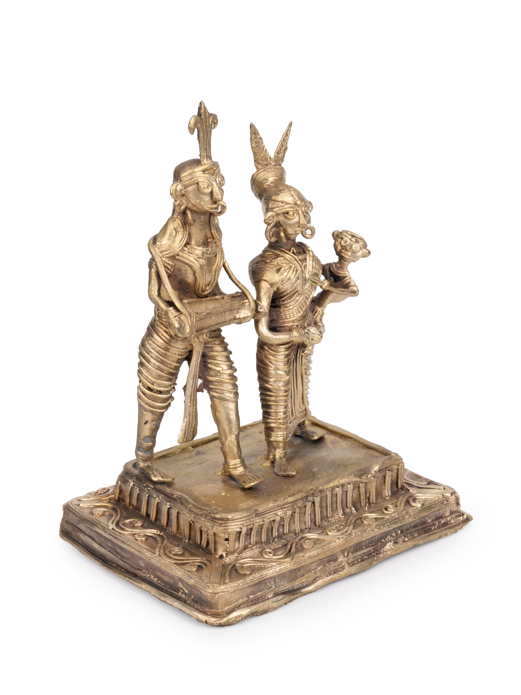Dokra Craft Dancing Tribal Couple made of Brass metal - 9 inches - The Heritage Artifacts