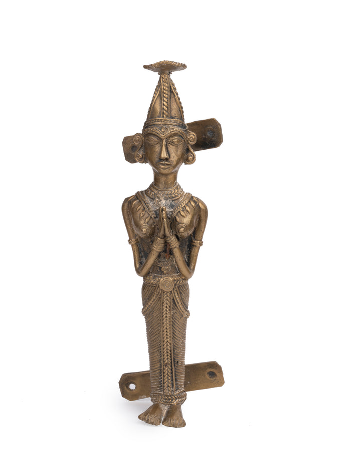 Dokra Craft Welcome / Namaste Design Door Handle, made of Brass Metal - The Heritage Artifacts