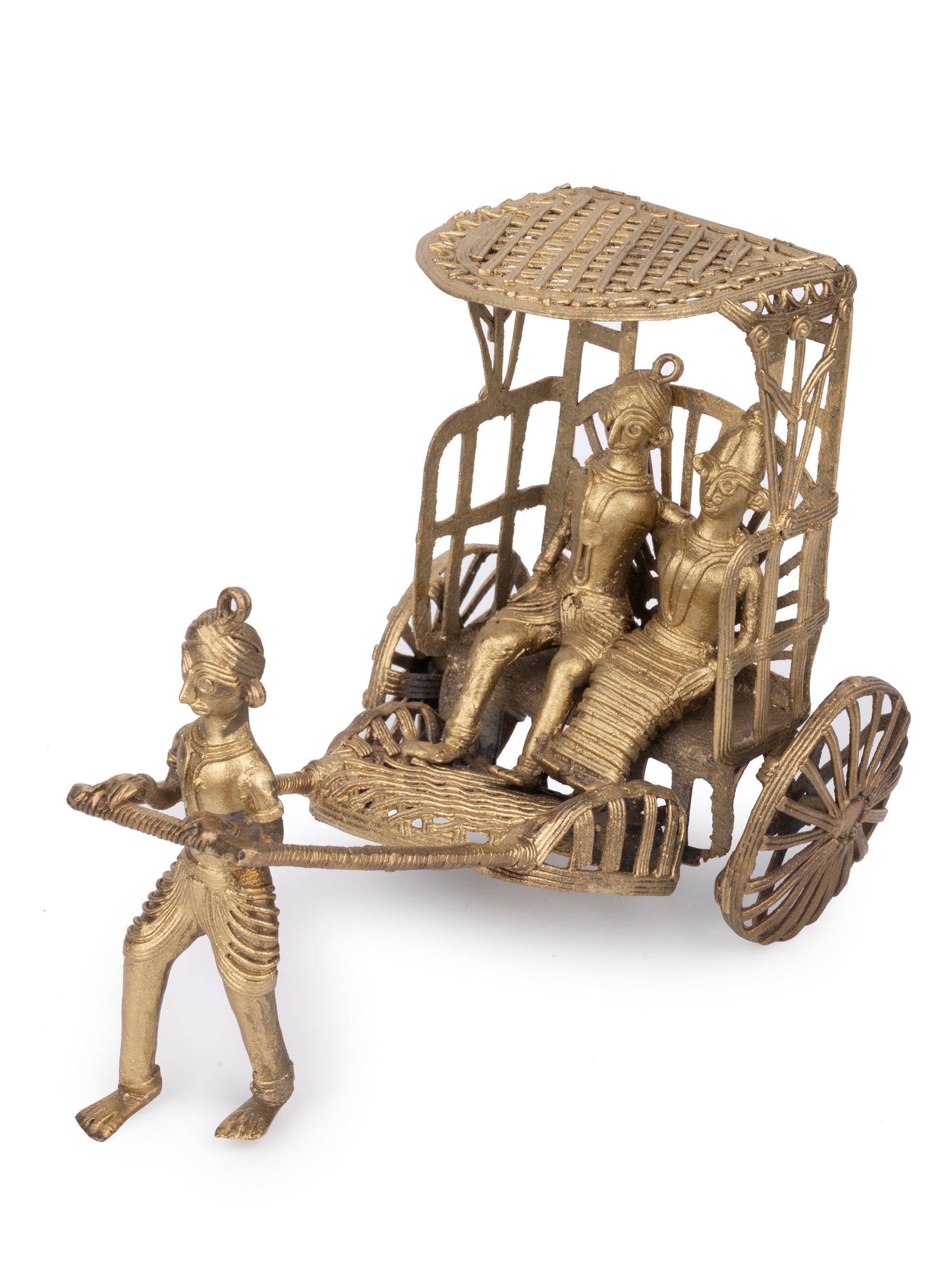 Dokra Art Hand Pulled Rickshaw Home Decor Showpiece - The Heritage Artifacts