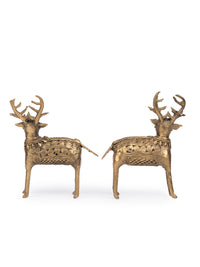 Dokra Art, Pair of Standing Deer Decorative Showpiece - The Heritage Artifacts