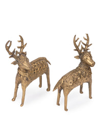 Dokra Art, Pair of Standing Deer Decorative Showpiece - The Heritage Artifacts
