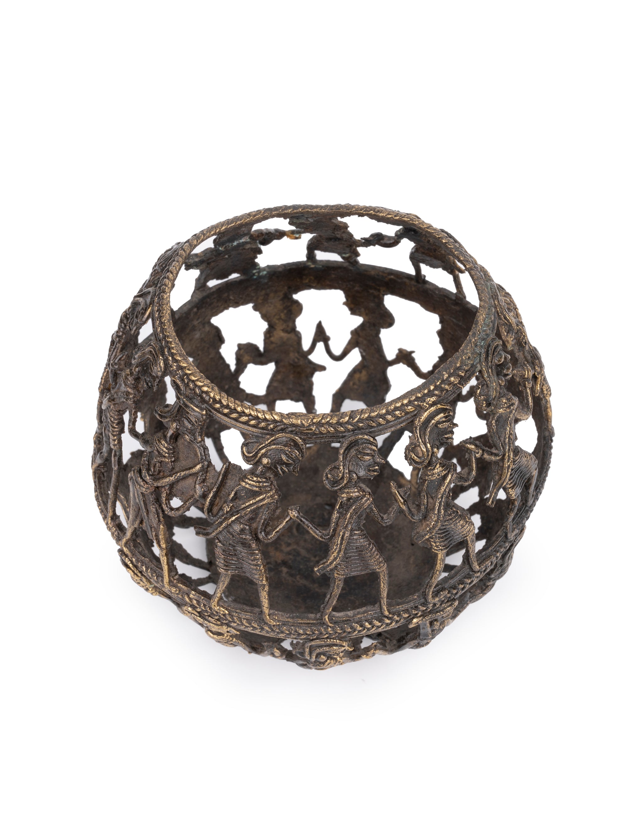 Dokra Craft Round T light Candle holder in Antique finish - The Heritage Artifacts