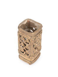 Dokra Art Square Shaped Pen / Pencil Stand, Desk Accessory - 4 inches height - The Heritage Artifacts