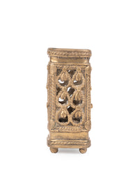 Dokra Art Square Shaped Pen / Pencil Stand, Desk Accessory - 4 inches height - The Heritage Artifacts