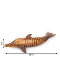 Shantiniketan Art - Wooden Dolphin Decorative Showpiece / Toy - The Heritage Artifacts