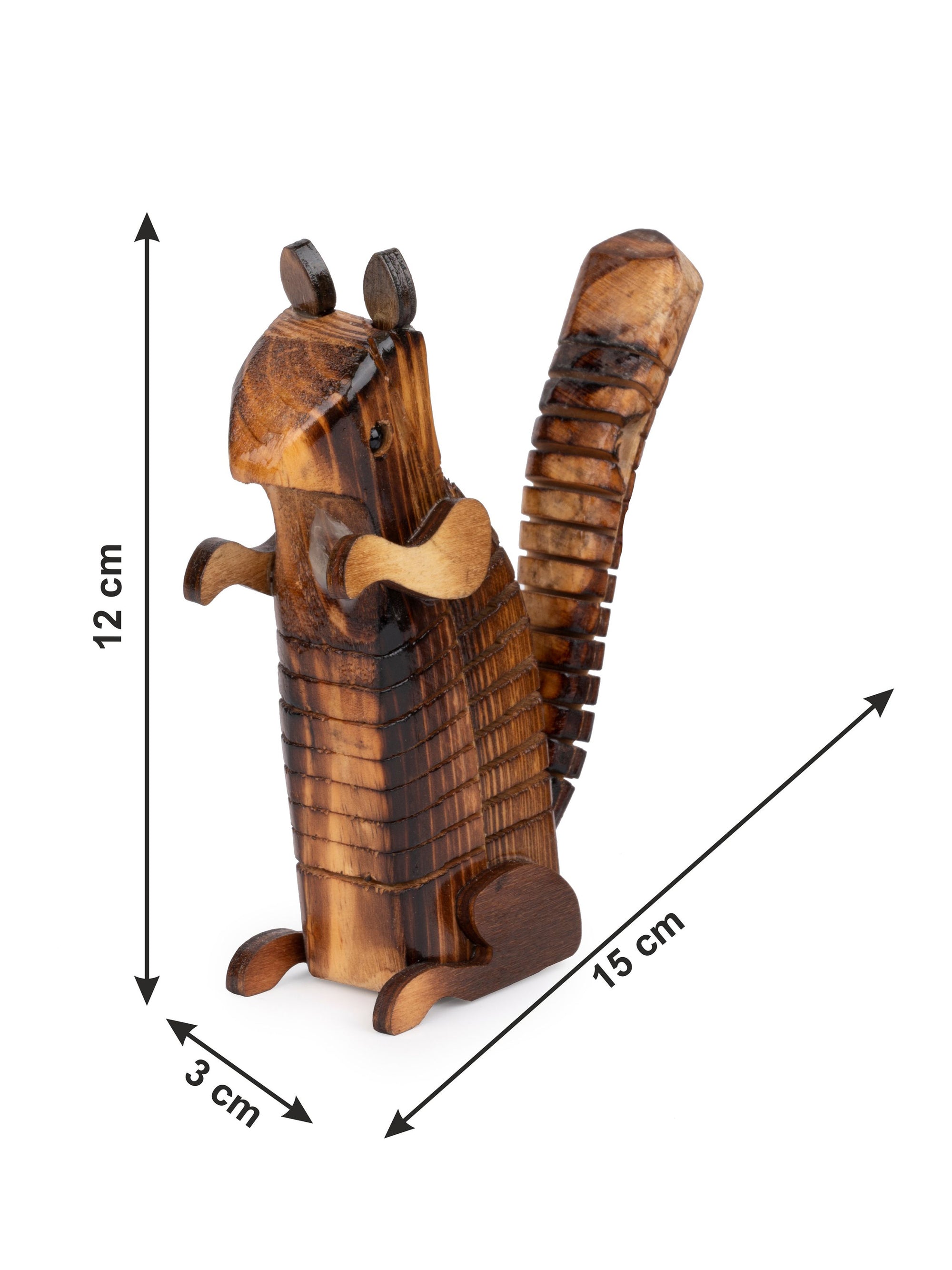 Shantiniketan Art - Wooden Squirrel Decorative Showpiece / Toy - The Heritage Artifacts